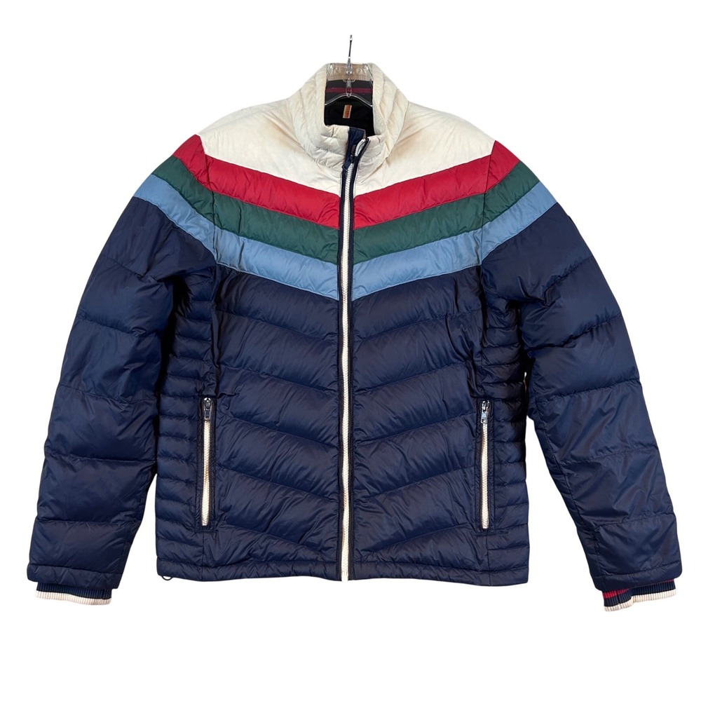 Marine Layer x Lost & Found Zurich Puffer Down Jacket Navy Colorblock Men Medium